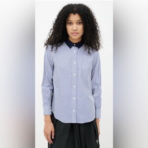 Sacai Luck Embroidery Lace & Blue White Stripes Shirt NWOT